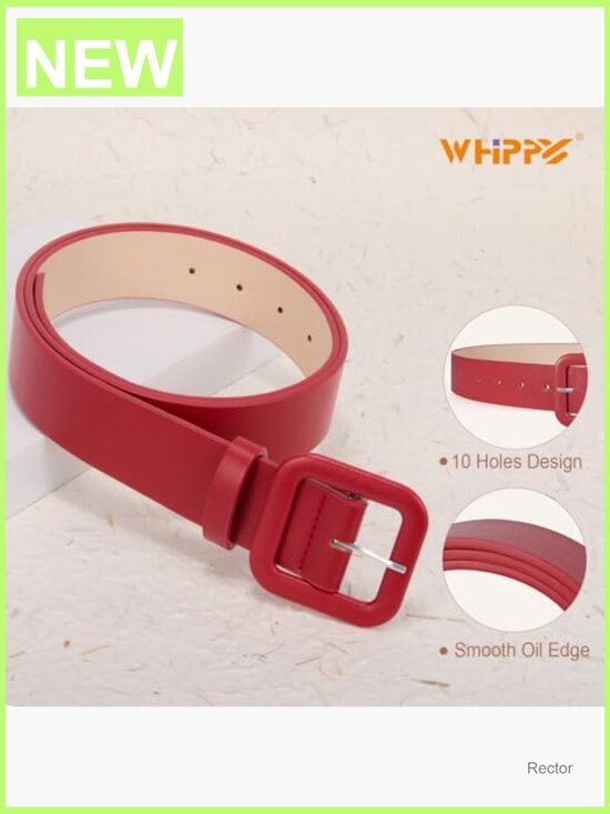 Faux Leather Square Buckle Belt - Adjustable, Lightweight, Eco-Friendly